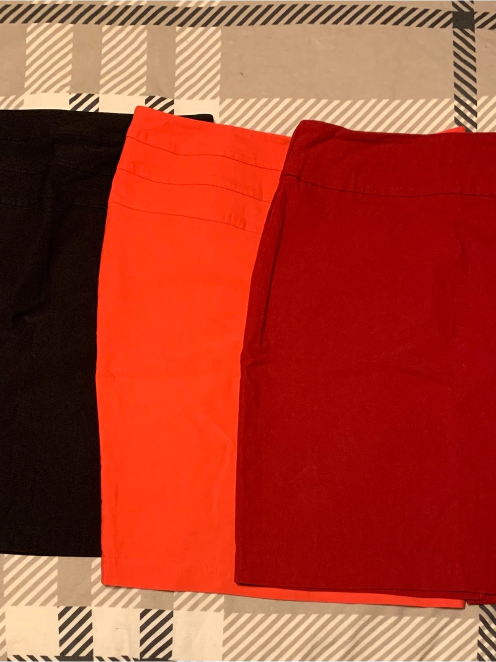 3 Pencil Skirt Bundle Workwear Office Stretch Bodycon Black Orange Red Medium
